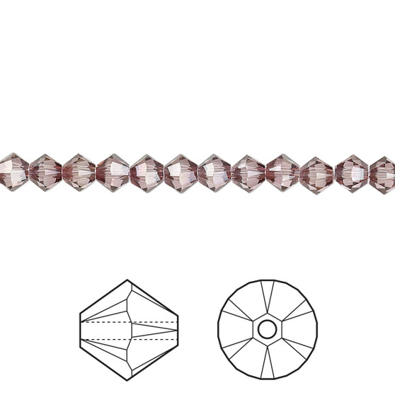 Bead, Crystal Passions®, Crystal Antique Pink, 4mm bicone (5328). Sold per pkg of 144.