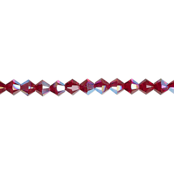 Bead, Crystal Passions®, Siam Shimmer, 4mm bicone (5328). Sold per pkg of 144.