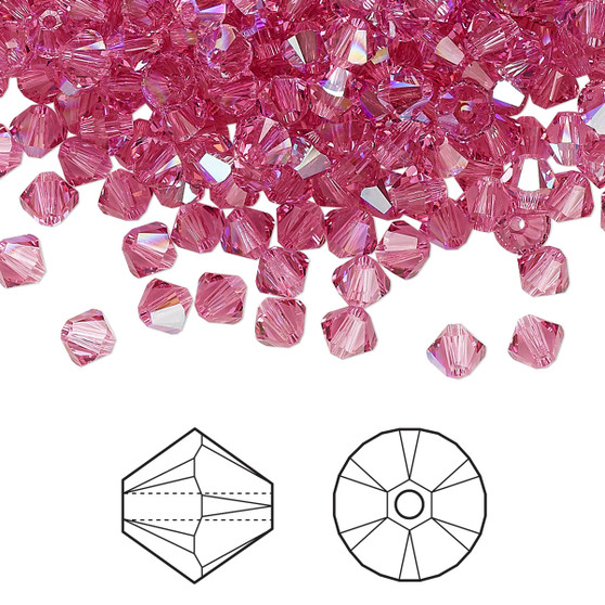 Bead, Crystal Passions®, Rose Shimmer, 4mm bicone (5328). Sold per pkg of 144.