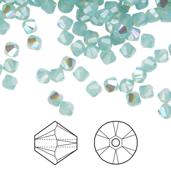 Bead, Crystal Passions®, Pacific Opal Shimmer, 4mm bicone (5328). Sold per pkg of 144.