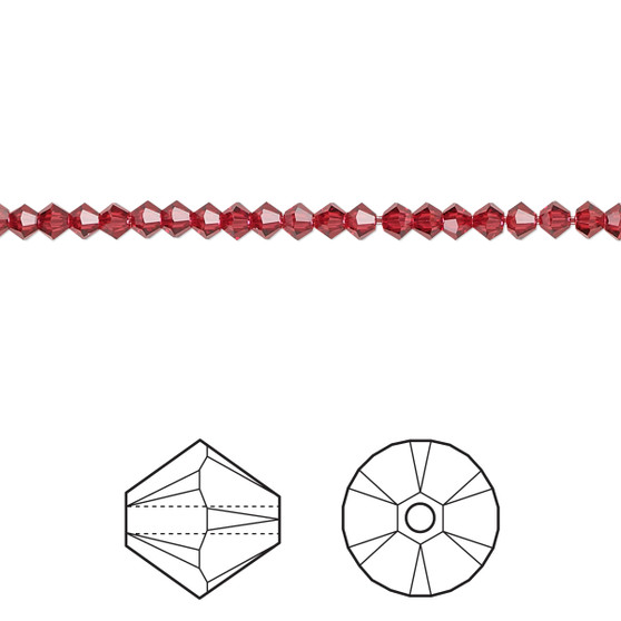 Bead, Crystal Passions®, Scarlet, 2.5mm bicone (5328). Sold per pkg of 48.