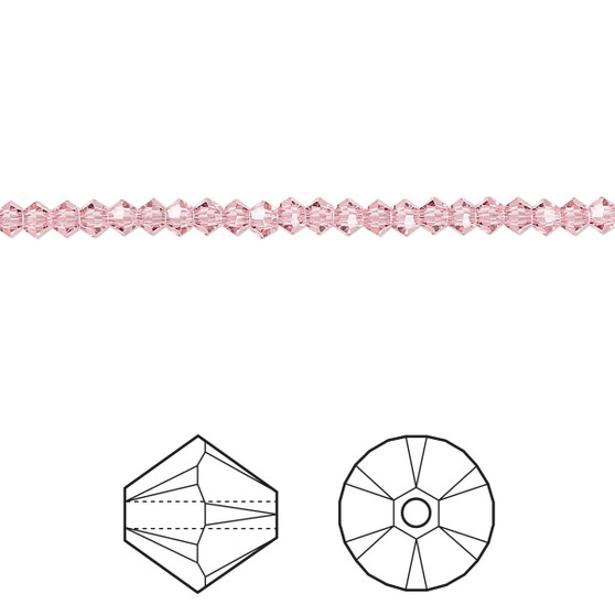 Bead, Crystal Passions®, Light Rose, 2.5mm bicone (5328). Sold per pkg of 48.