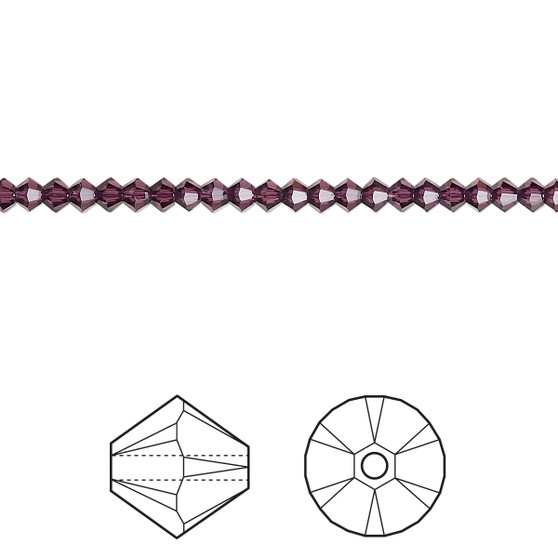 Bead, Crystal Passions®, Amethyst, 2.5mm bicone (5328). Sold per pkg of 48.