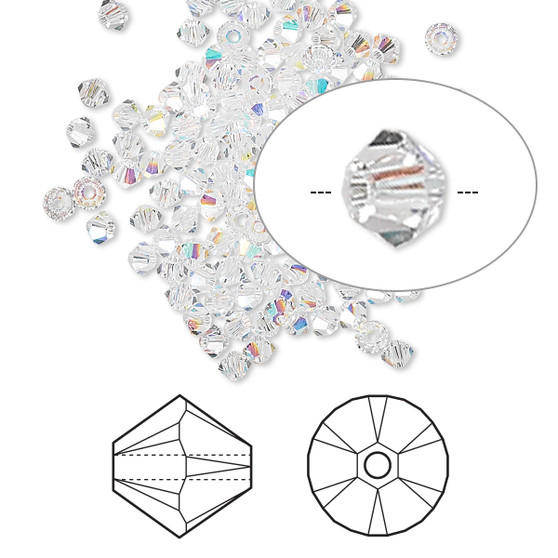 Bead, Crystal Passions®, Crystal AB, 2.5mm bicone (5328). Sold per pkg of 144 (1 gross).