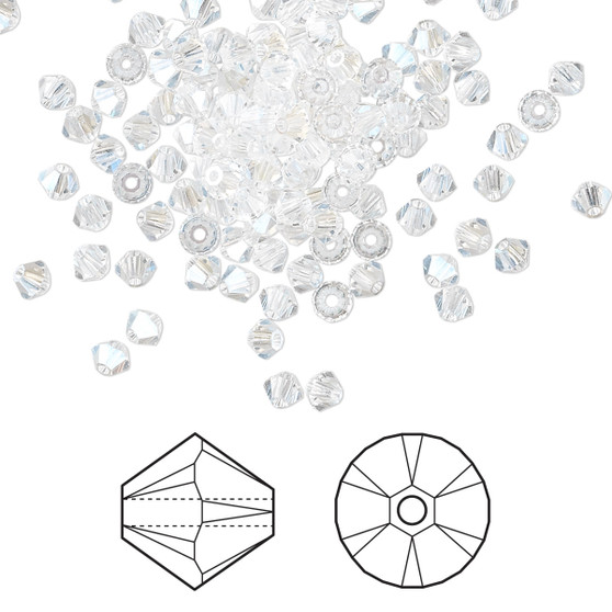 Bead, Crystal Passions®, Crystal Moonlight, 3mm bicone (5328). Sold per pkg of 48.