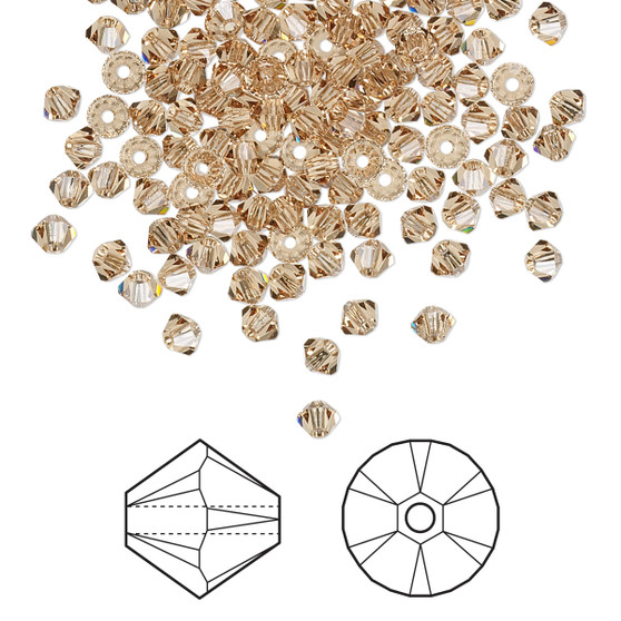 Bead, Crystal Passions®, Light Colorado Topaz, 3mm bicone (5328). Sold per pkg of 48.