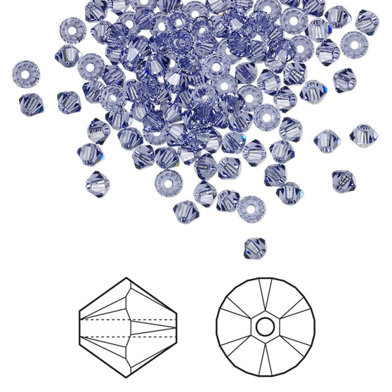 Bead, Crystal Passions®, Tanzanite, 3mm bicone (5328). Sold per pkg of 48.