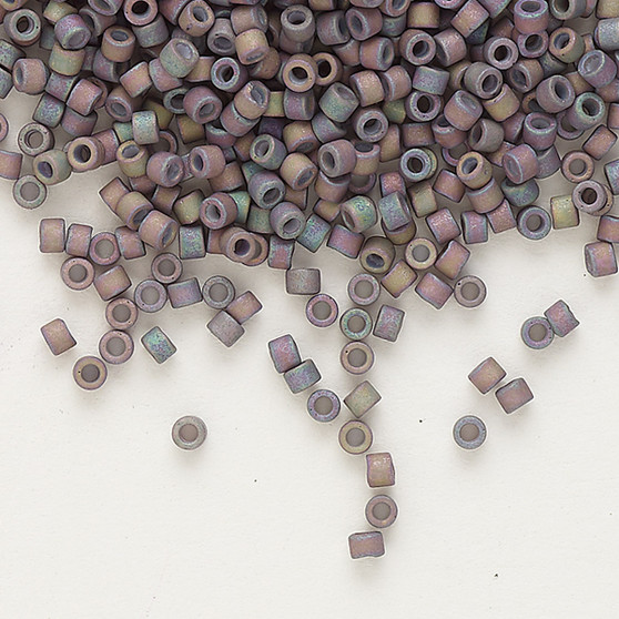 DB1067 - 11/0 - Miyuki Delica - Opaque Matte Metallic Gold Luster Rainbow Lilac - 7.5gms - Cylinder Seed Beads