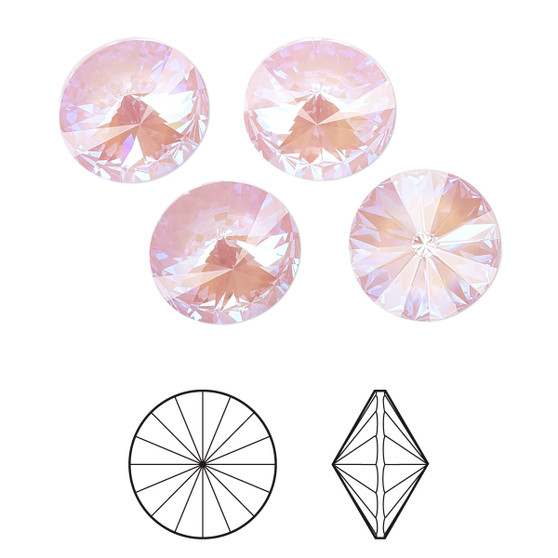 Chaton, Crystal Passions®, crystal lavender DeLite, 12mm faceted rivoli (1122). Sold per pkg of 4.