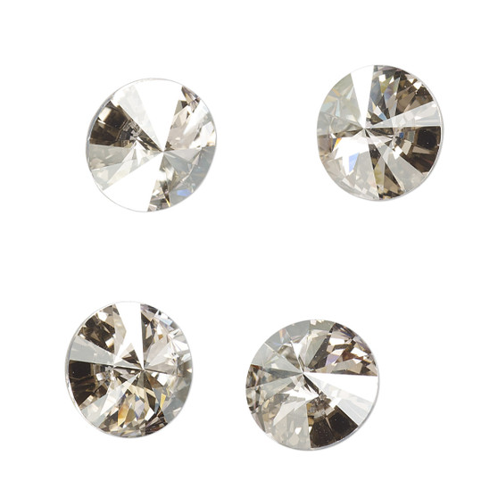 Chaton, Crystal Passions®, crystal silver shade, foil back, 12mm faceted rivoli (1122). Sold per pkg of 4.