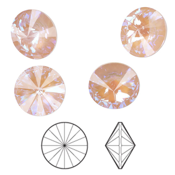 Chaton, Crystal Passions®, dusty pink DeLite, 14mm faceted rivoli (1122). Sold per pkg of 4.