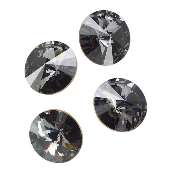 Chaton, Crystal Passions®, crystal silver night, foil back, 14mm faceted rivoli (1122). Sold per pkg of 4.