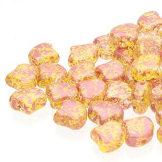 GNK8700030-24403 - 7.5mm - Matubo Czech - Confetti Splash Red Yellow - 10gm bag (approx 38 beads) - Glass Ginko Bead