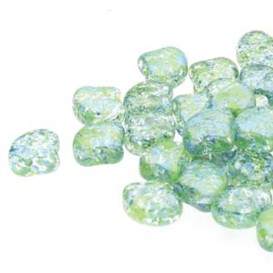 GNK8700030-24404 - 7.5mm - Matubo Czech - Confetti Splash Blue Green - 10gm bag (approx 38 beads) - Glass Ginko Bead