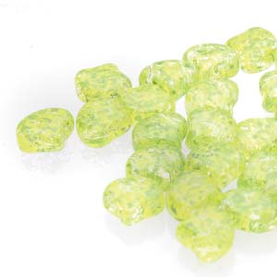 GNK8700030-24405 - 7.5mm - Matubo Czech - Confetti Splash Yellow Green - 10gm bag (approx 38 beads) - Glass Ginko Bead