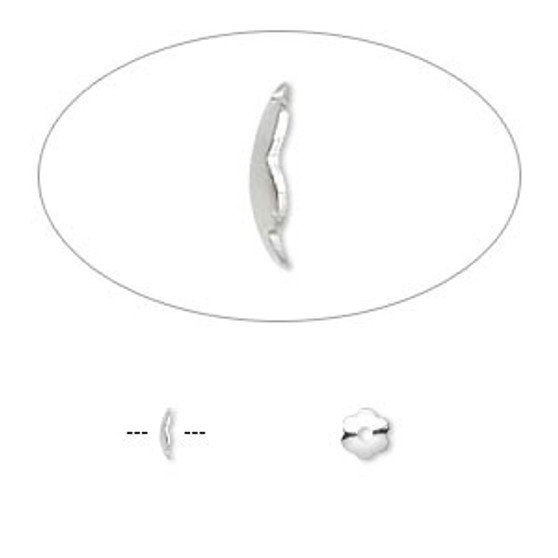 Bead cap, silver-plated brass, 4x1mm scalloped round, fits 4-6mm bead. Sold per pkg of 100.
