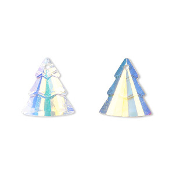 Drop, Celestial Crystal®, translucent crystal clear AB, 15x13mm top-drilled tiered tree. Sold per pkg of 2.