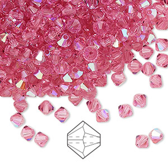 4mm - Preciosa Czech - Rose AB2X - 48pk - Faceted Bicone Crystal