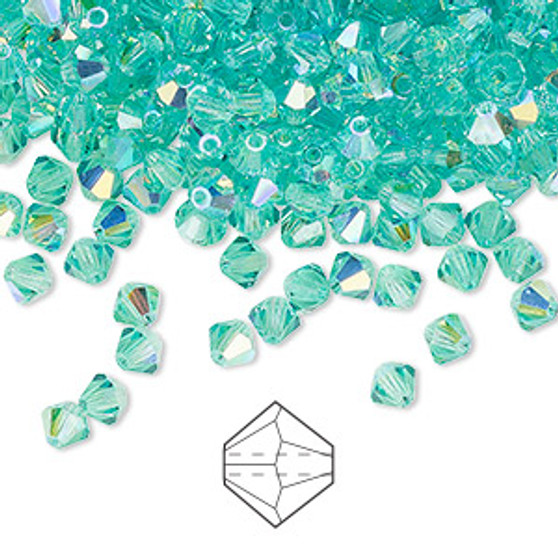 4mm - Preciosa Czech - Caribbean AB - 144pk - Faceted Bicone Crystal