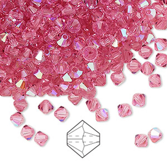 4mm - Preciosa Czech - Rose AB2X - 144pk - Faceted Bicone Crystal