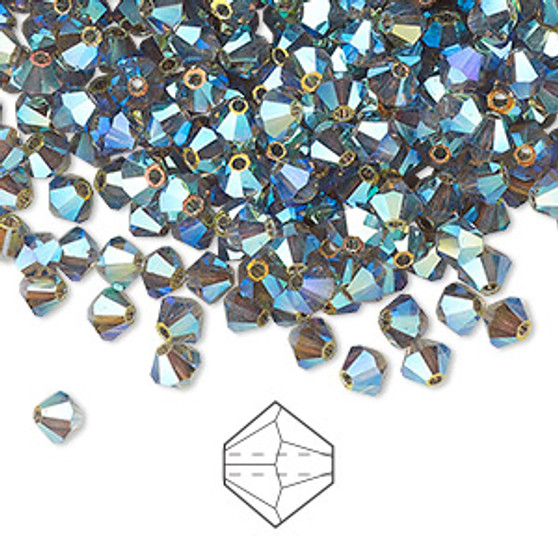 4mm - Preciosa Czech - Black Diamond AB2X - 144pk - Faceted Bicone Crystal