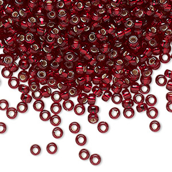 8-11D - 8/0 - Miyuki - Opaque Silver Lined Cranberry - 50gms - Glass Round Seed Bead