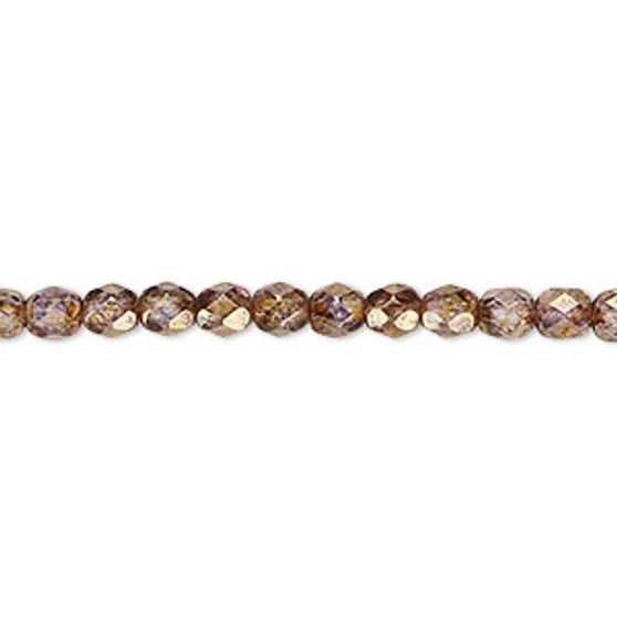 4mm - Czech - Copper Luster - Strand (approx 100 beads) - Faceted Round Fire Polished Glass