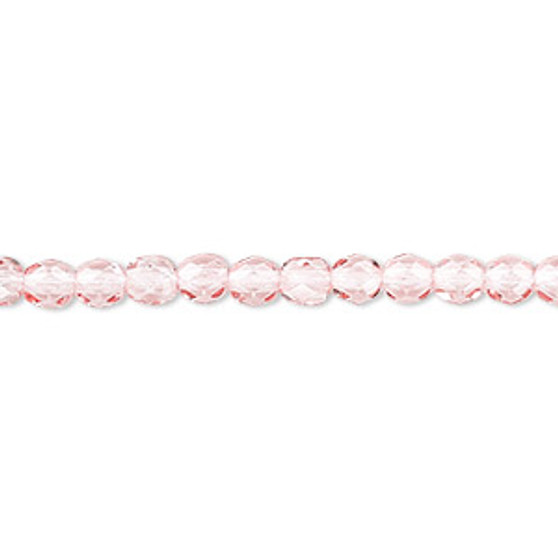 4mm - Czech - Dipped Décor Pink - Strand (approx 100 beads) - Faceted Round Fire Polished Glass