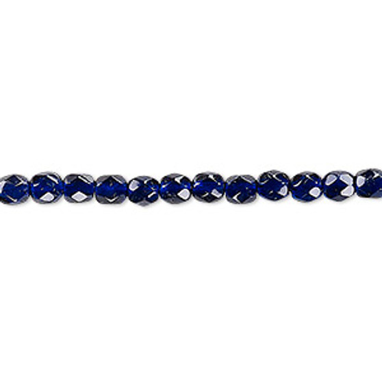 4mm - Czech - Dipped Décor Plum - Strand (approx 100 beads) - Faceted Round Fire Polished Glass