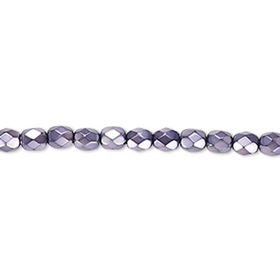 4mm - Czech - Lilac Carmen - Strand (approx 100 beads) - Faceted Round Fire Polished Glass