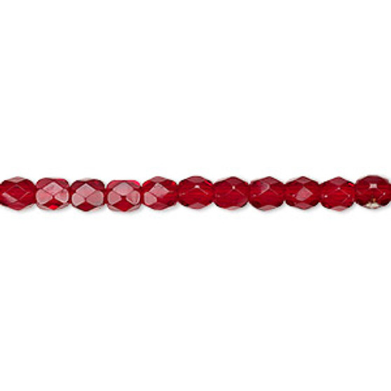 4mm - Czech - Garnet Red - 1200 beads (1 Mass) - Faceted Round Fire Polished Glass