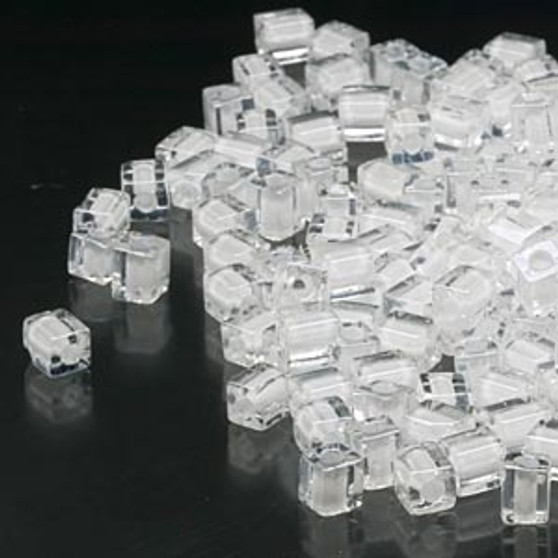 SB4-1104 - Miyuki - 4mm - Colour Lined White - 250gms - 4mm Square Glass Bead