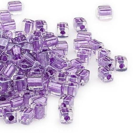 SB4-2607 - Miyuki - 4mm - Colour Lined Metallic Violet - 250gms - 4mm Square Glass Bead