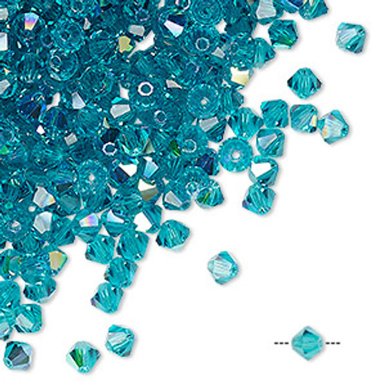 4mm - Preciosa Czech - Blue Zircon AB - 720pk - Faceted Bicone Crystal