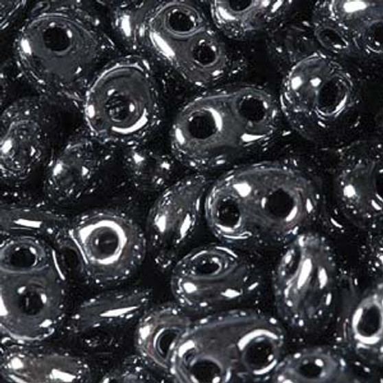 Preciosa - Czech Twin Beads -  (TWN49102) Crystal - Jet Iris Gunmetal (20gm Vial)