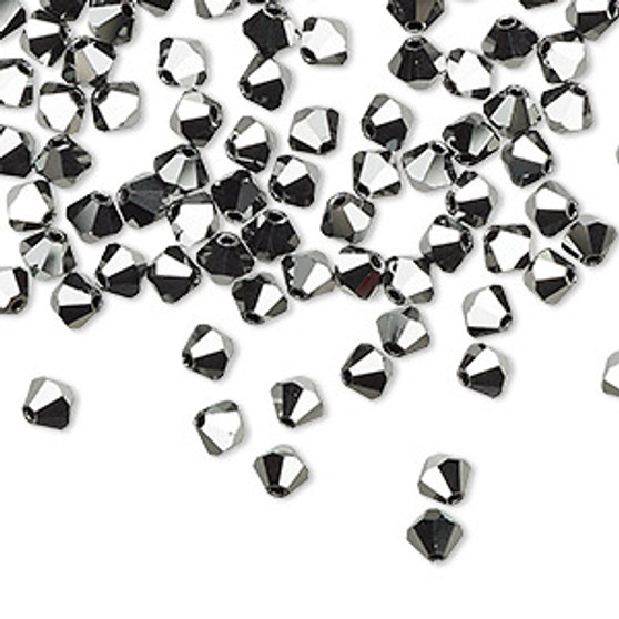 4mm - Preciosa Czech - Jet Hematite X2- 720pk - Faceted Bicone Crystal