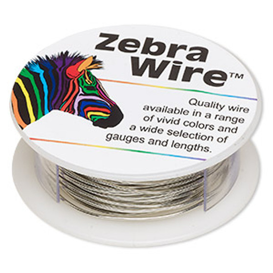 Wire, Zebra Wire™, copper, silver color, round, 20 gauge. Sold per 15-yard spool.