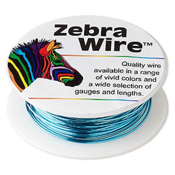Wire, Zebra Wire™, color-coated copper, turquoise blue, round, 20 gauge. Sold per 15-yard spool.