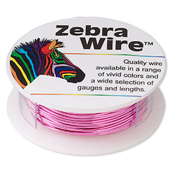 Wire, Zebra Wire™, color-coated copper, pink, round, 20 gauge. Sold per 15-yard spool.