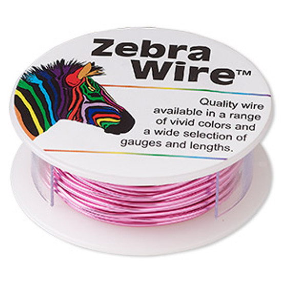Wire, Zebra Wire™, color-coated copper, pink, round, 18 gauge. Sold per 10-yard spool.