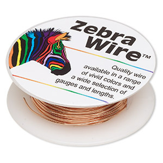 Wire, Zebra Wire™, natural copper, round, 22 gauge. Sold per 15-yard spool.
