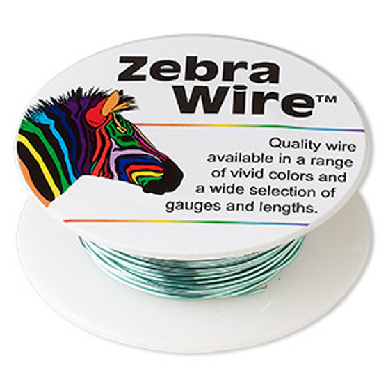 Wire, Zebra Wire™, color-coated copper, aqua blue, round, 22 gauge. Sold per 15-yard spool.