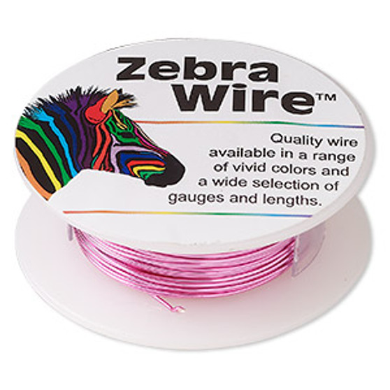 Wire, Zebra Wire™, color-coated copper, pink, round, 22 gauge. Sold per 15-yard spool.