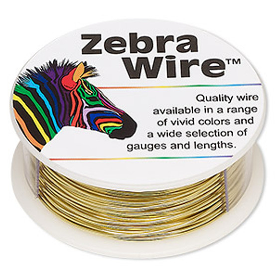 Wire, Zebra Wire™, brass, round, 22 gauge. Sold per 1/4 pound spool, approximately 45 yards.