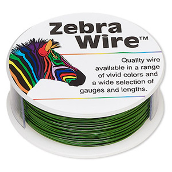 Wire, Zebra Wire™, color-coated copper, green, round, 22 gauge. Sold per 1/4 pound spool, approximately 45 yards.