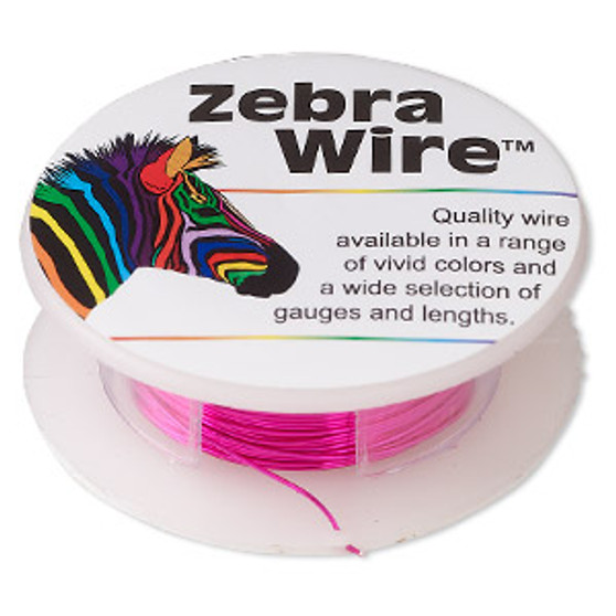 Wire, Zebra Wire™, color-coated copper, fuchsia, round, 24 gauge. Sold per 20-yard spool.