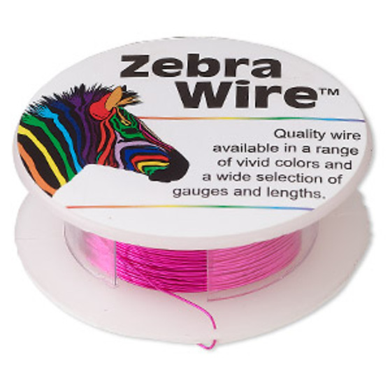 Wire, Zebra Wire™, color-coated copper, fuchsia, round, 26 gauge. Sold per 30-yard spool.