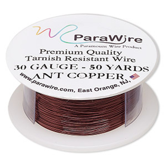 Wire, ParaWire™, antiqued copper, round, 30 gauge. Sold per 50-yard spool.