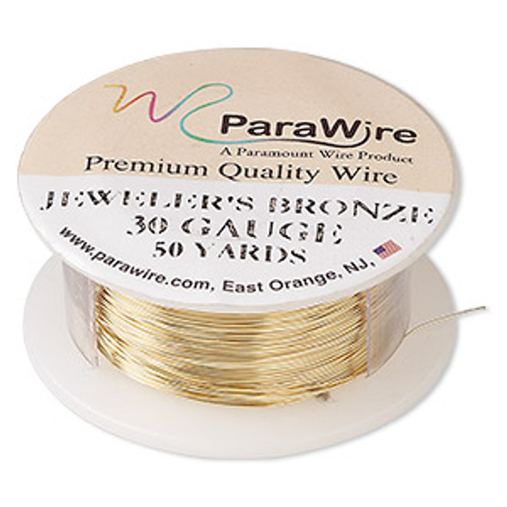Wire, ParaWire™, brass, jeweler's bronze, round, 30 gauge. Sold per 50-yard spool.