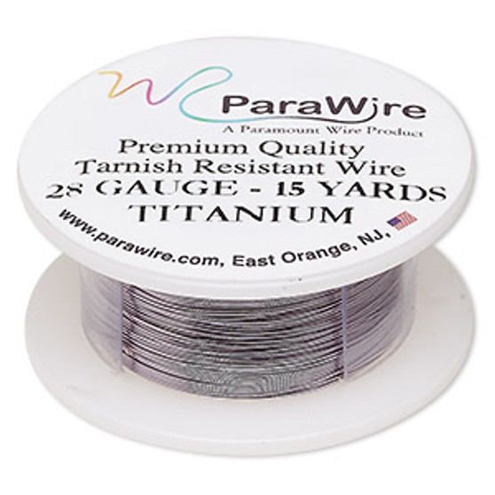 Wire, ParaWire™, titanium-finished copper, round, 28 gauge. Sold per 15-yard spool.